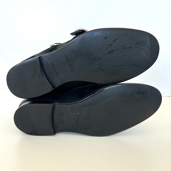 JIMMY CHOO Men Black Double Monk Strap Waxed Suede Leather Chukka Boots Sz 42 - Picture 9 of 16